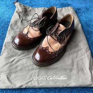 UGG COLLECTION ALLCOTT WING TIP LEATHER BROGUE LACE-UP LOAFERS, US Mens 6D